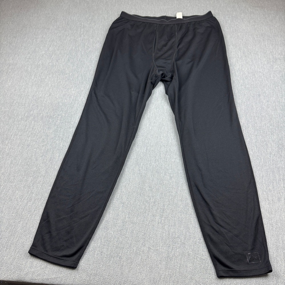 REI Mens XL Thermal Base Layer Leggings Black Fleece Stretch Made In‎ USA 802280